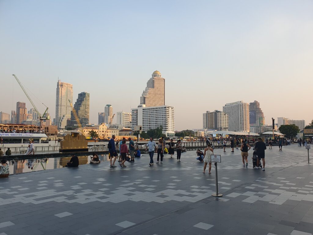 Bangkok riverside with big building towers